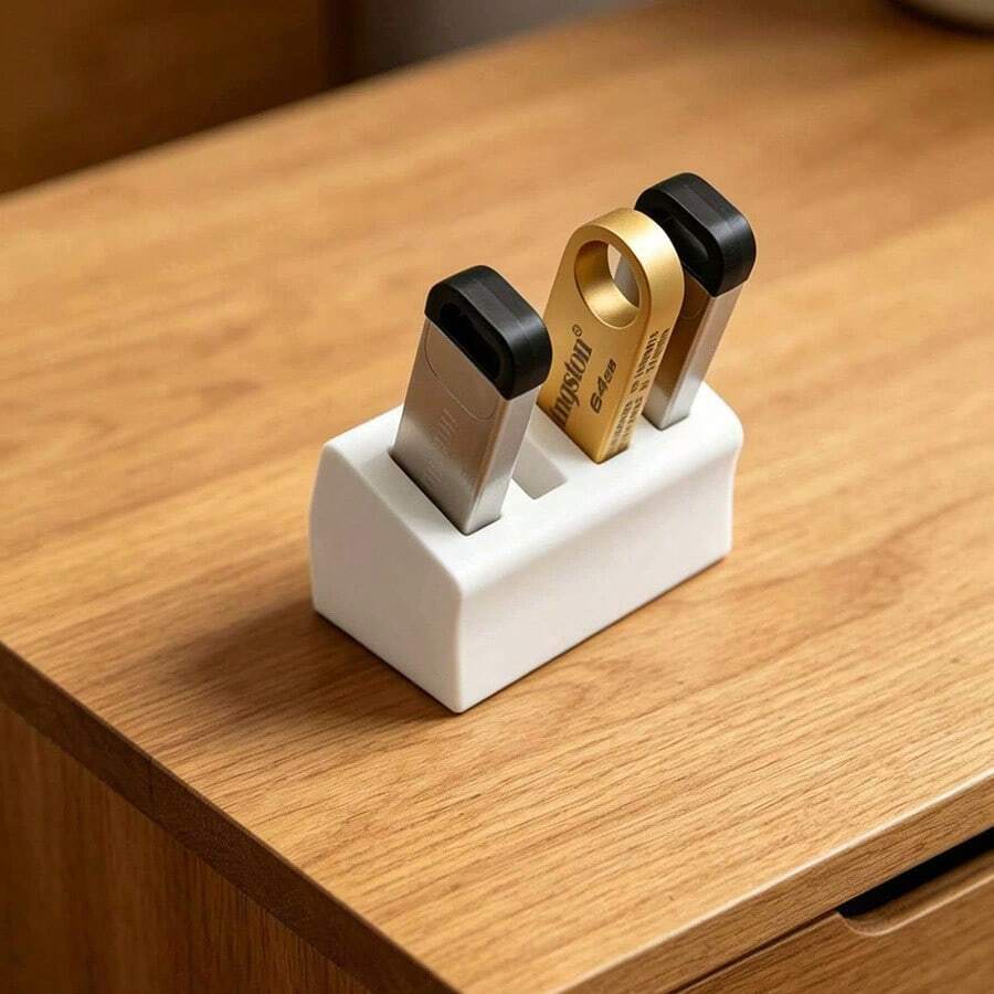 Rak Penyimpanan Desktop untuk USB Drive - Organizer U Disk 4 Slot Cocok untuk Meja Komputer, Perlengkapan Kantor, dan Manajemen Perangkat Digital. Tersedia Berbagai Pilihan Warna, Pengiriman Acak. - A - View 1