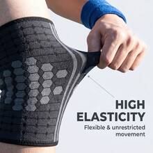Pure Black Honeycomb Knit High Elasticity Thigh Compression Guard, Sports Fitness Running Thigh Protection Sleeve - Multicolor - View 3