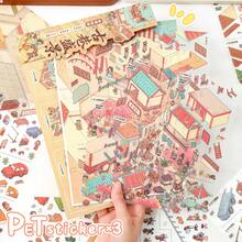2 Styles Available, Size 28*21cm, Includes 1 Scene Card, 3 Sticker Materials, 1 Effect Image, DIY Landscape Decoration Stickers, Gift For Friends, Office, Home, Entertainment Toy, Student Planner Creative Stickers - A - View 4
