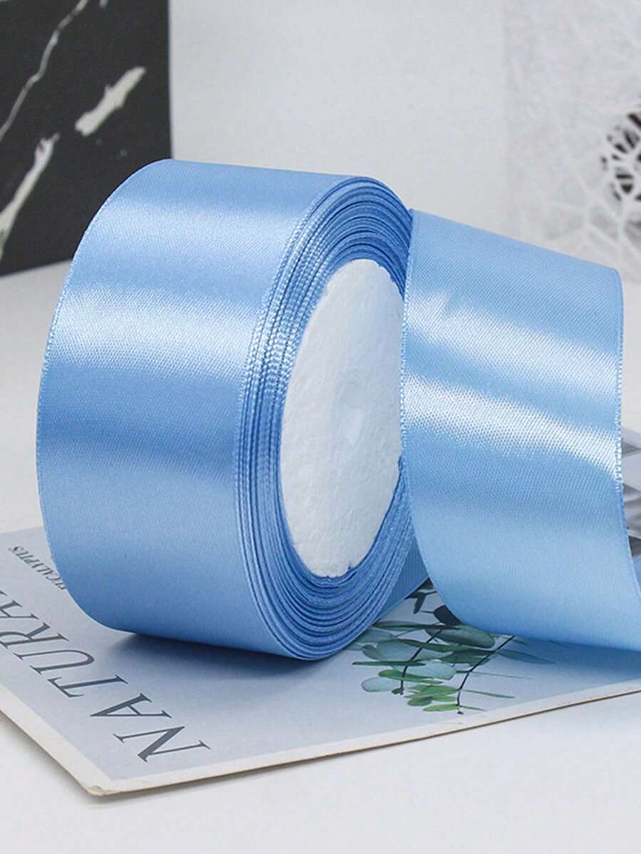 4Cm Wide Blue Diy Handmade Ribbon Ribbon Used For Making Bows, Hair Accessories, Cake Baking And Tying, Handmade Roses, Floral Decorations, Celebration Banners, Weddings, And Valentine's Day At School - Light Blue - View 1