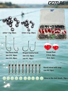 GOTURE 1 Set Fishing Tackle Kit - Includes Sinkers/Floats/Hooks/Clips, Integrated Portable Box, Universal Fishing Gear Suitable For Sea Bass And Trout - Multicolor - View 1