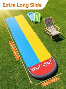 Dual Lane PVC Inflatable Water Slide, Outdoor Water Spray Surfing Slide, Comes With 2 Inflatable Slide Mats, Suitable For Backyard Lawn Summer Water Fun - 彩色 - 查看 3