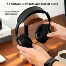 1Pc Walnut Headphone Stand, Stores Desktop Items, Desktop Storage Stand, Non-Slip Base, Stable Load-Bearing, Suitable For Most Headphone Models, Charming Decoration, High-Quality Desktop Ornament, Office School Desk Accessories, School Essentials, Office Decor And Accessories, Back To School - Multicolor - View 4