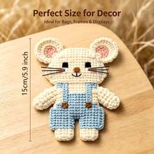 [DIY Pixel Bead Crochet Kit]Blue Overalls Pixel Mouse Crochet Set, Suitable For Adult Beginners, Semi-Finished Handmade Kit With Full Tools (Random Color Accessories) And English Guide, No Bead Template Needed, Crochet Pixel Style, Can Make Keychains - DIY Crochet Kit - View 4