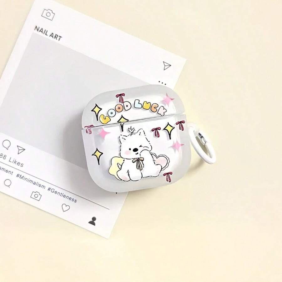 1pc Protective Case For Airpodspro/Pro2 Apple Bluetooth Earphones GOOD LUCK Cute Puppy Design Pattern Earphone Cover - Multicolor - View 1