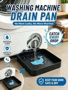 1pc Heavy Duty Washing Machine Drain Tray, Multi-Functional Washing Machine Drainage Accessory, Washing Machine Outlet Cleaning Tool, Plastic Material, Can Be Used For Washing Machine Outlet Water Storage, Effectively Prevents Laundry Room Floor Overflow, Can Be Used For Bathroom Water Storage, Essential Washing Machine Accessory - A - View 3
