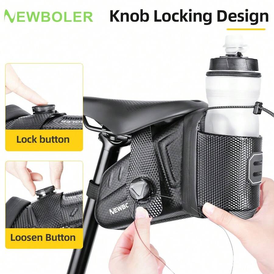 NEWBOLER Bicycle Saddle Bag, Knob Lock Bicycle Tail Bag, EVA Hard Shell Bicycle Rear Seat Bag, Mountain Bike Road Bike Bag