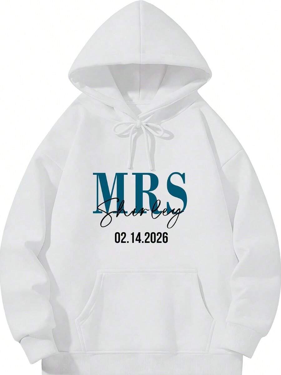 Custom Hoodies For Men Women,Personalized Valentine's Day Gifts For Him Her, Mr & Mrs Couples Hoodie With Text,Fall Outfits Women,Hoodie For Women,Y2k - White - View 1