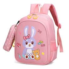 1 pieza Mochila linda de dinosaurio y conejo, adecuada para niños y niñas de primaria y secundaria. Diseño ligero con patrón de dinosaurio y conejo, reduce la carga y protege la columna vertebral, incluye estuche para lápices, esencial para la temporada de regreso a la escuela - Multicolor - Ver 10