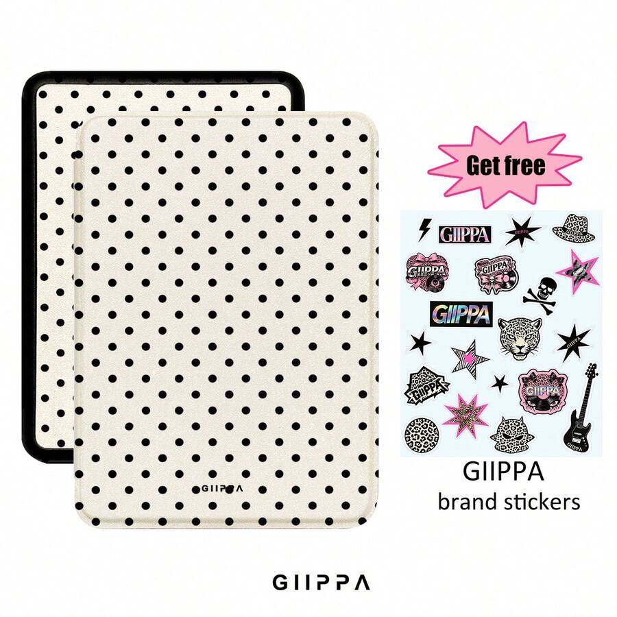 GIIPPA 復古白色底粉色波點印花 Kindle 保護殼,附可調節彈性手帶,自動喚醒/睡眠防震翻蓋電子書閱讀器外殼,兼容所有 Kindle Paperwhite、Basic Kindle 和 Kindle Colorsoft 版本,適合情人節、返校季、辦公室、聖誕節、萬聖節、感恩節假期,送女友的最佳禮物,完美的婚禮季禮物,復古波點閱讀美學 - 多色2 - 查看 1