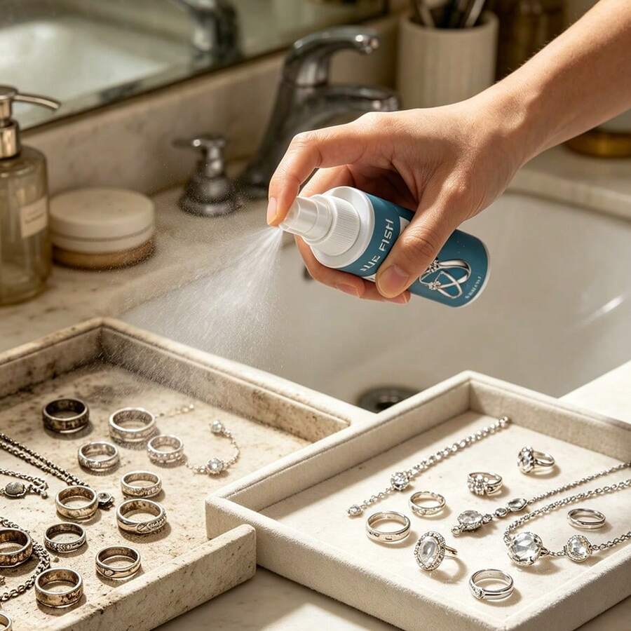 Pembersih Perhiasan Semprot Satu Langkah Mudah 100ml, Cepat Menghilangkan Kotoran dan Memoles Berlian, Cocok untuk Cincin Kawin, Kalung, Anting, Gelang, dengan Cepat Mengembalikan Kilau Cemerlang
