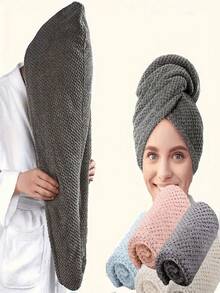 1pc Super Absorbent Microfiber Hair Towel, Twisted Quick Dry Hair Towel, Elastic Non-Slip, For Women Bathing And Drying Hair, Simple Casual, Suitable For All Seasons - Multicolor - View 1