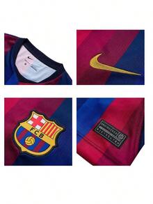 Nike Men's T-Shirt FCB M NK DF JSY SS STAD  26 Summer New Red & Blue Vertical Stripe Football Short Sleeve Top II1872-683 - Black Blue/Space Blue/Mineral Yellow/Deep Garnet Red - View 7