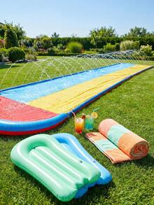 Dual Lane PVC Inflatable Water Slide, Outdoor Water Spray Surfing Slide, Comes With 2 Inflatable Slide Mats, Suitable For Backyard Lawn Summer Water Fun - 彩色 - 查看 5