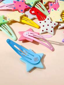 12/6pcs Multi-Color Polka Dot Star Water Drop BB Hair Clips, Durable & No Hair Pulling, Sweet & Cute Hair Accessories - Suitable For Women And Girls, Daily, School, Party, Vacation - Multicolor - View 3