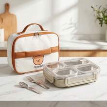 304 Stainless Steel Lunch Box With Compartments,Divided Bento Box, Leak-Proof Lunch Container, Portable Fruit Salad Food Storage Container,Dishwasher & Microwave Allowable,Suitable For Students Adults Use In School, Office, Picnic,Back To School - Multicolor - View 1