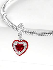 1 pieza Colgante de corazón infinito con cuentas elegante y exquisito, adecuado para hacer pulseras de mujer, accesorios de collar DIY y uso diario como accesorios, también adecuado para que las niñas lo usen. - Plateado - Ver 4