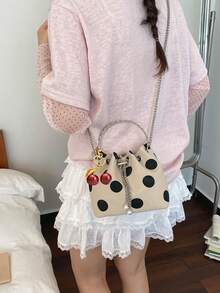 Korean Version Of The Popular Rhombus Raw Edge Shoulder Bag, Versatile Drawstring Bucket Bag For Daily Wear, Suitable For Daily Wear, Dates - Multicolor - View 5