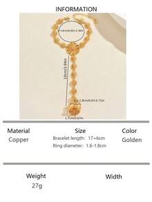 1pc Elegant Exotic Sunflower Single Finger Ring Bracelet, Suitable For Women's Banquet, Party, Wedding - Gold - View 12