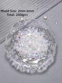 2mm-6mm Mixed Size 2000pcs/Pack Round Flat Back Resin Rhinestones, Transparent Candy Color AB Glitter Gems, Diamond Stickers, Adhesive Beads, Suitable For Clothes, Bags, Shoes, Mugs, Bottles, Water Cups, Phones, DIY Accessories - Sapphire Blue 011 - View 13