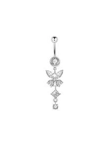1pc Women's Butterfly Long Tassel Belly Ring, Fashion Shiny Sexy Body Jewelry, Suitable For Vacation, Holiday And Night Out - Silver - View 6