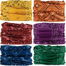 6pcs Vintage Paisley Pattern Neck Gaiter, Seamless Magic Headscarf, Headband, Scarf, Elastic Face Mask, Multi-Functional Headwear, Suitable For Cycling, Motorcycle, Outdoor Sports, Unisex - Multicolor - View 2