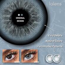 Lalens Unspoken-Blue 漸層圓形彩色隱形眼鏡 1 對，彩妝隱形眼鏡，年戴，DIA 14.20MM BC 8.6MM，批發，無縫瞳孔融合，適合淺色與深色眼睛的自然融合色調，適合中東穆斯林女性，日常妝容 - Van Grey - 查看 6