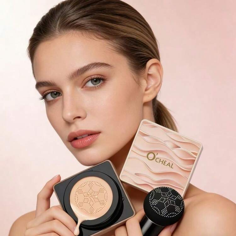 Mushroom Head Cushion CC Cream, Even Skin Tone, Oil Control & Moisturizing, Dewy Finish, Waterproof & Sweat-Resistant, 24-Hour Long Lasting, Full Coverage, Buildable, Create Lightweight Natural Base Makeup - Multicolor - View 7