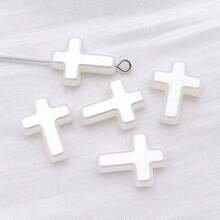 20/50pcs White Faux Pearl Double-Sided Cross Spacer Beads DIY Pendant Charm For Bracelet Necklace Jewelry Accessories - Cross ABS - View 3