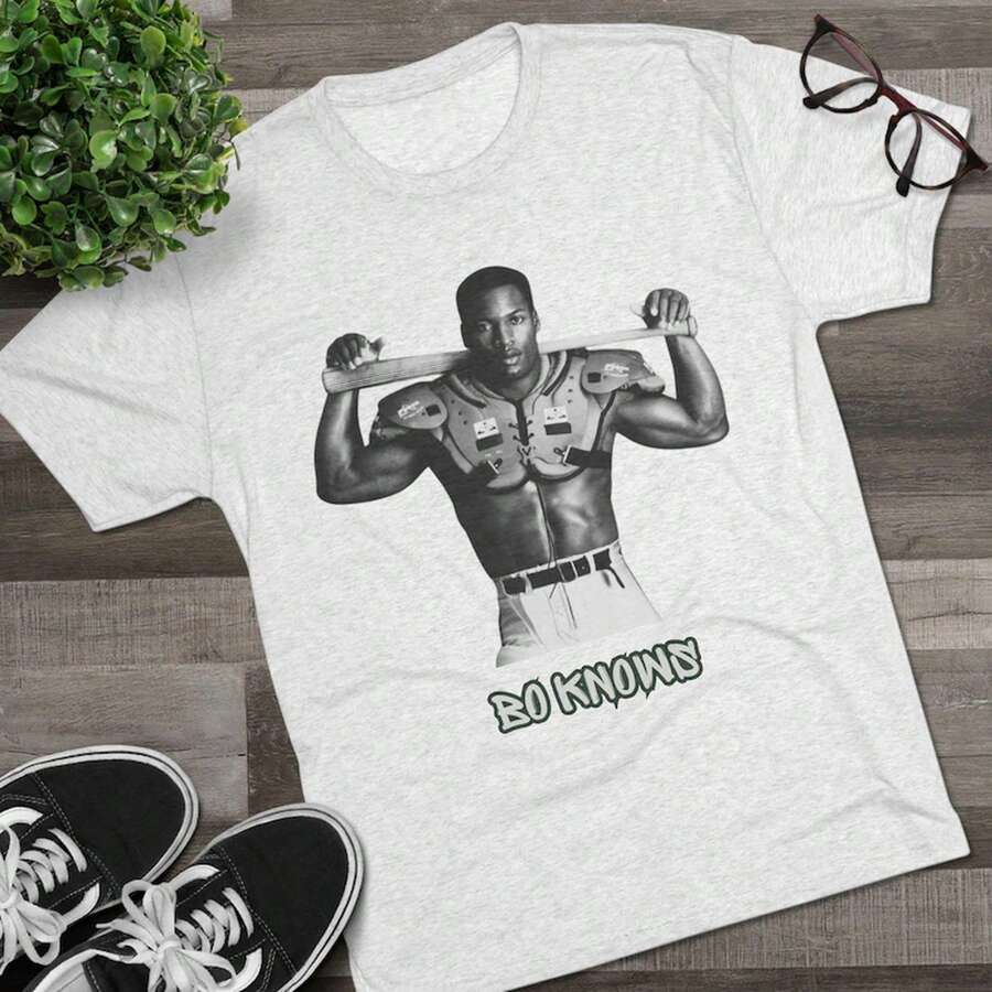 Bo Jackson Dual Sport Grafik-T-Shirt |   Retro 90er Athleten-Shirt - Weiss - Übersicht 1