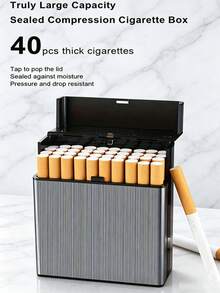1pc Rhinestone Shiny Cigarette Case, Large Capacity Holds 40 Thick Cigarettes, One-Touch Flip Lid, Anti-Drop Compartment Cigarette Storage Box, Luxury Birthday Housewarming Gift For Men And Dad - Multicolor - View 3