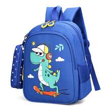 1 pieza Mochila linda de dinosaurio y conejo, adecuada para niños y niñas de primaria y secundaria. Diseño ligero con patrón de dinosaurio y conejo, reduce la carga y protege la columna vertebral, incluye estuche para lápices, esencial para la temporada de regreso a la escuela - Multicolor - Ver 9