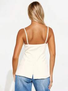 Women's Plain Casual Button Blouse, Versatile Daily Wear For Summer White - White - View 2