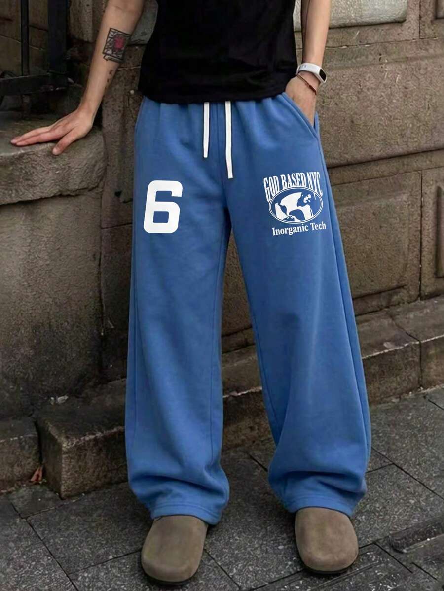 Pantalon droit décontracté pour hommes, taille à cordon de serrage, en tissu de polyester, pantalon long de loisir, disponible en plusieurs couleurs, unisexe - Violet - Voir 1