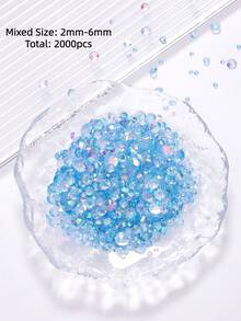 2mm-6mm Tamaño Mixto 2000 piezas/Paquete Strass de Resina Redondo con Parte Plana, Gemas de Color Caramelo Transparente AB con Brillo, Pegatinas de Diamante DIY, Cuentas Adhesivas para Ropa, Bolsas, Zapatos, Tazas, Botellas, Vasos de Agua, Teléfonos, Accesorios DIY - Color mixto 020 - Ver 14