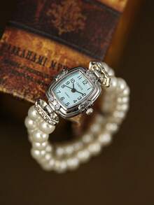 1pc Gold Bracelet Style Youth Quartz Watch, Fashion Casual, Suitable For Daily Wear, Back To School/Graduation Gift - White - View 6