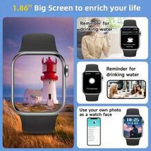 Reloj inteligente para mujer con pantalla LED curva HD de 1,85", compatible con varios idiomas, pantalla táctil completa, reproductor de música integrado, llamadas, notificaciones y juegos, batería grande de 200mAh - Negro - Ver 10