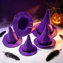 12/24Pcs Mini Halloween Witch Hats, Black Wizard Hats With Gold Trim, Small Decorative Accessories For Tabletop Decor, Pet Costumes, DIY Crafts And Party Decorations - Multiple Styles - View 9