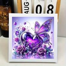 1PC DIY 5D Diamond Painting Kit Heart Butterfly Pattern - Round Full Drill Art Mosaic Craft, Home Wall Decor, Unframed - No Frame - View 2