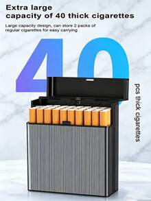 1pc Rhinestone Shiny Cigarette Case, Large Capacity Holds 40 Thick Cigarettes, One-Touch Flip Lid, Anti-Drop Compartment Cigarette Storage Box, Luxury Birthday Housewarming Gift For Men And Dad - Multicolor - View 4