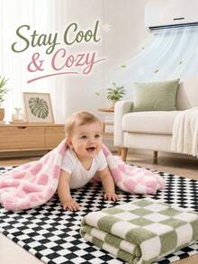 1pc Plaid Wool Baby Blanket, Super Soft Comfortable Fluffy Baby Blanket, Suitable For Newborn Blanket, 30 X 40 Inches, Blue - Multicolor - View 2
