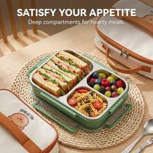 304 Stainless Steel Lunch Box With Compartments,Divided Bento Box, Leak-Proof Lunch Container, Portable Fruit Salad Food Storage Container,Dishwasher & Microwave Allowable,Suitable For Students Adults Use In School, Office, Picnic,Back To School - Multicolor - View 3