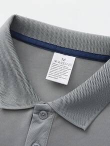 Men's Solid Color Long Sleeve Polo Shirt, Casual Fashion, Suitable For Daily Wear, Lightweight And Comfortable, Men's Polo Shirt, Suitable For Sports, Spring/Autumn/Summer - Grey - View 7