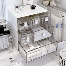 Bead Storage Box Desktop High & Low Drawer Box Transparent Drawer Style Compartment Storage Box Office Supplies Book Desktop Stationery Organizer Box Dorm Storage Organizer - Storage Box - View 2
