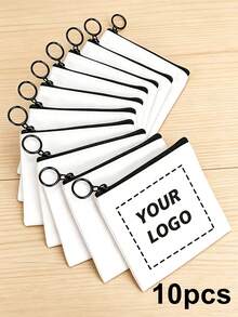 1/10/20/30/50 piezas Bolsas personalizadas a medida, bolsas de almacenamiento de monedas con patrón personalizado, bolsas de maquillaje de lona con impresión de fotos personalizables y bolsas de almacenamiento de viaje mini - Multicolor - Ver 10