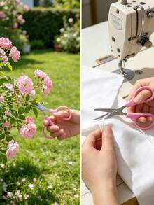 1/3/5pcs Portable Round Edge Safety Craft Scissors, Sharp Durable Smooth Steel Blade + Dual Finger Ring Ergonomic Plastic Handle, Pure Pink Minimalist Style Student Stationery - Pink Plastic Scissors - View 2