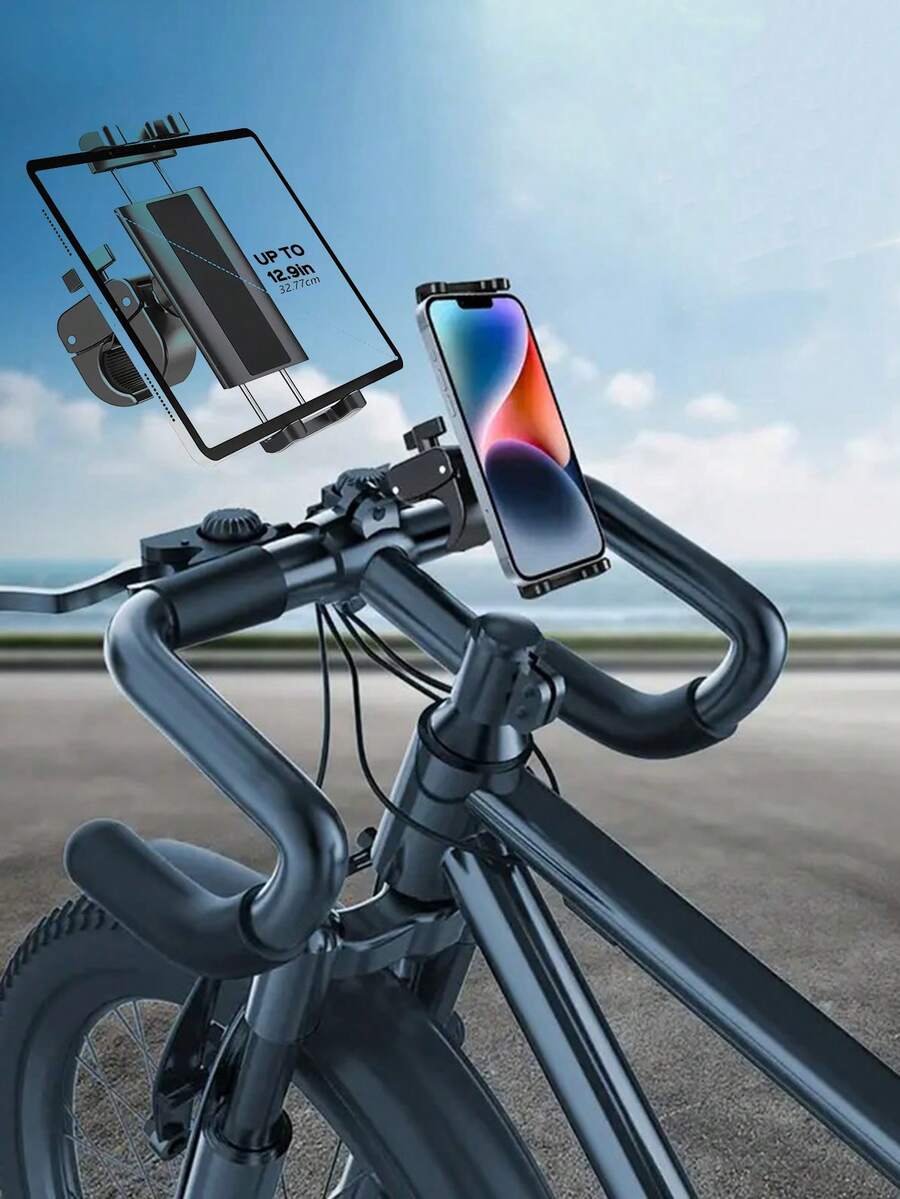 Universal Tablet Holder - Fitness Bike Phone Mount, Compatible With Fitness Bike Handlebars, Treadmills And Microphone Stands - Fits 4.7" To 13" Tablets And All Smartphones - Black - View 1