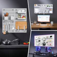 Wall-Mounted Pegboard Hooks, Office Storage, Pegboard Combination Kit, Modular Hanging Pegboard And Accessories, Vertical Display Pegboard Panel, Home Storage Pegboard Wall Organizer, Wall Storage Kit, Plastic Pegboard, For Home, Office, Bathroom, Garage, Game Room - Multicolor - View 9