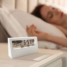 Relogio De Mesa Digital Despertador Light Sensor Temperatura - branco - Visão 4