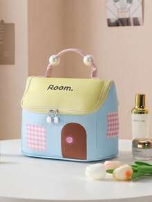 4pcs House-Shaped Waterproof Toiletry Bag With Compartments, Dopamine-Enhancing Travel Storage Bag, Large Capacity, Cute Desktop Organizer. - Multicolor - View 5